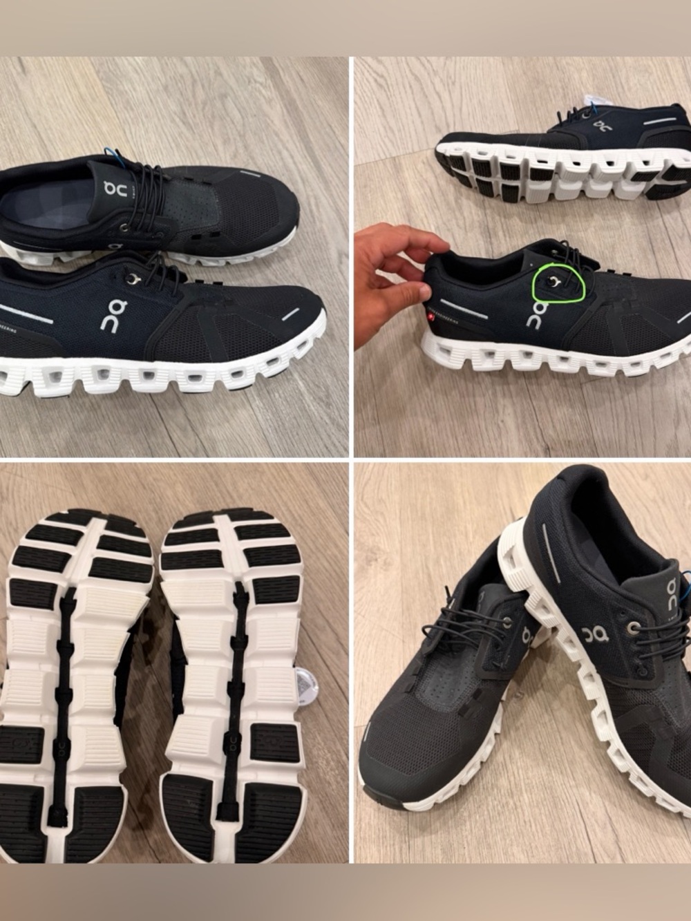 On Cloud 5 Men’s Black White Size 9